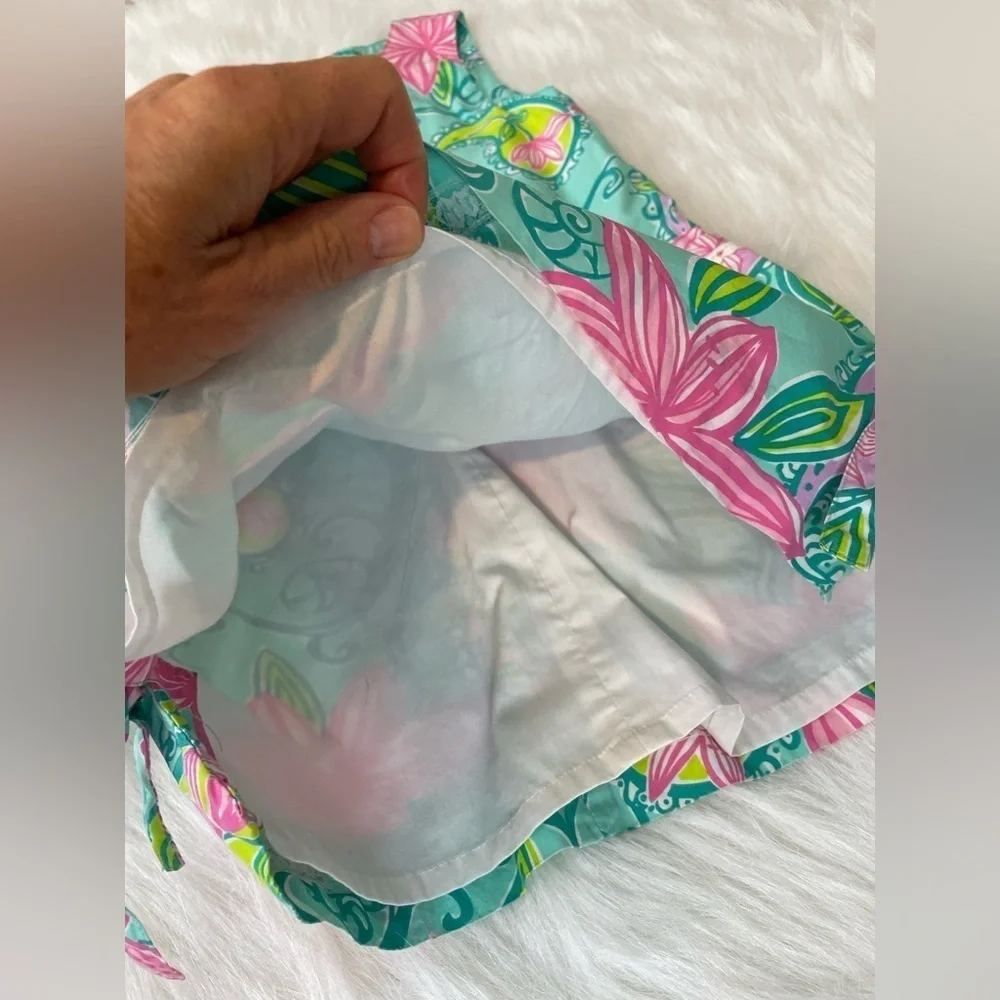 Lilly Pulitzer Aqua Green and Pink Floral Dress Pockets 6